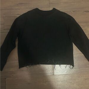 Denim Crewneck with Raw Hem on the Bottom